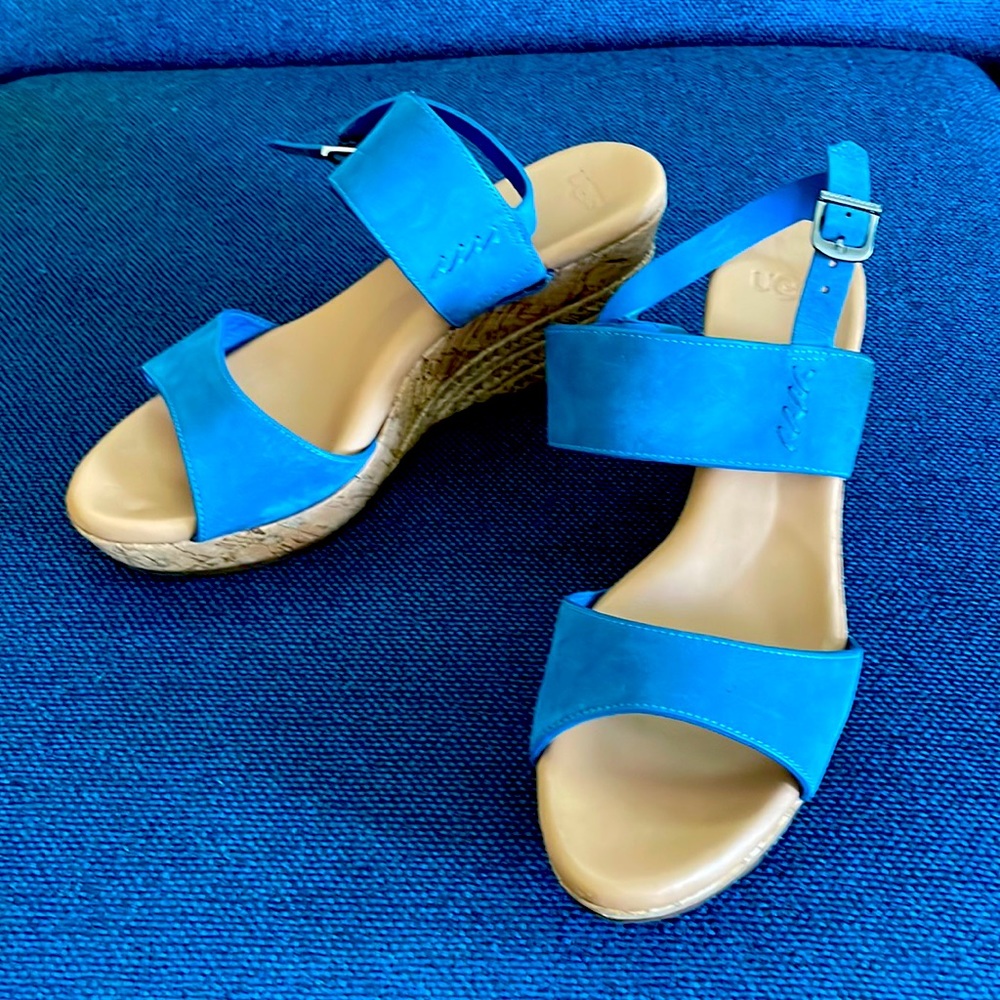 Ugg Blue Wedge Sandals 7.5